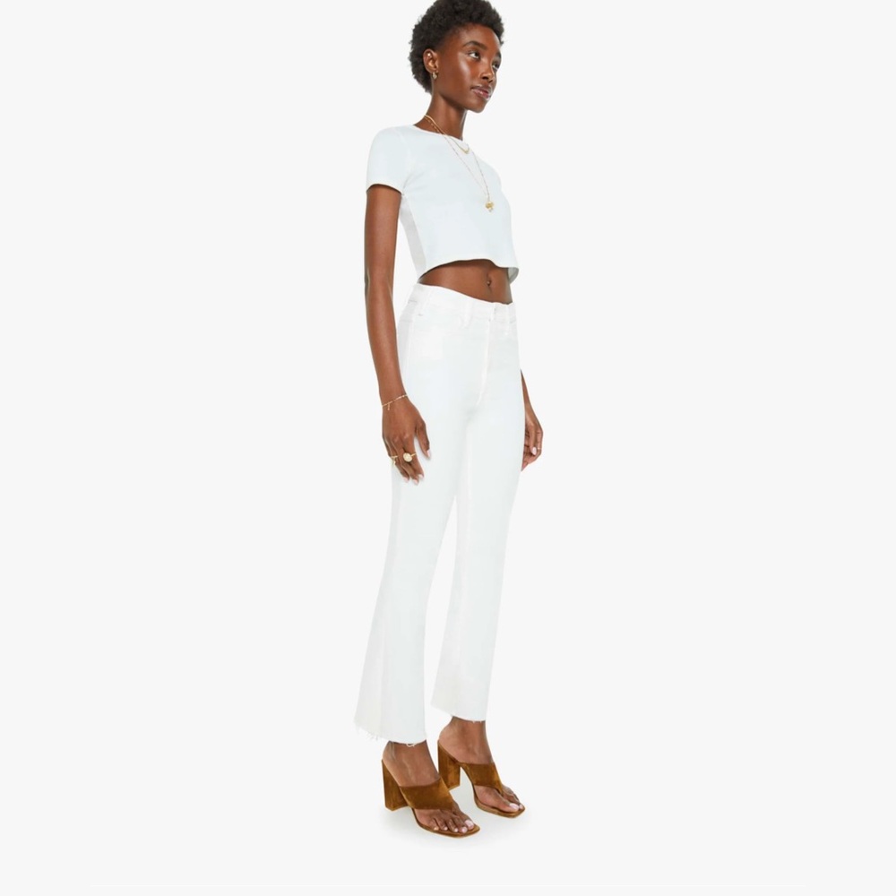 MOTHER The Hustler Ankle Fray in Fairest Of Them All white size 26 white denim